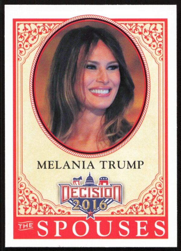 Melania Trump 2016 trading card, The Spouses series #63, stylish portrait on Leaf Decision.