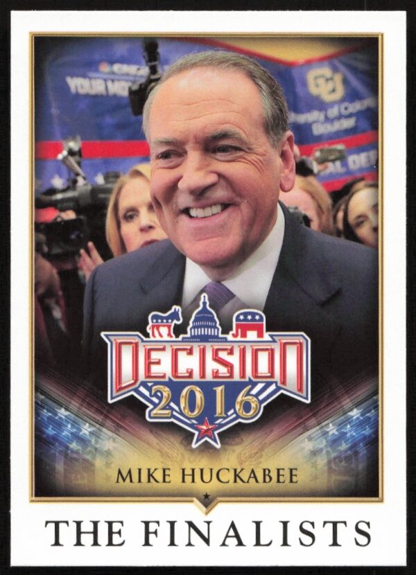 2016 Leaf Decision card #87 featuring Mike Huckabee, The Finalists series, presidential campaign portrait.