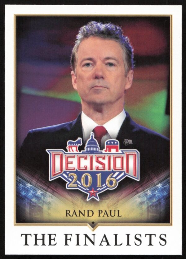 Rand Paul 2016 trading card with incorrect number error, unique collectors item.