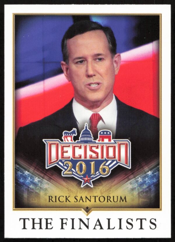Front of 2016 Leaf Decision trading card featuring Rick Santorum, card number 89.