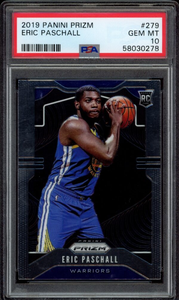 Eric Paschalls 2019 Panini Prizm card in pristine condition with PSA Gem Mint 10 grade.