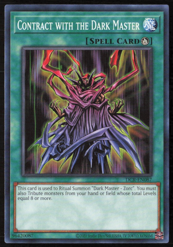 Yu-Gi-Oh! Dark Crisis 25th Edition: Contract With The Dark Master card, code DCR-EN87.