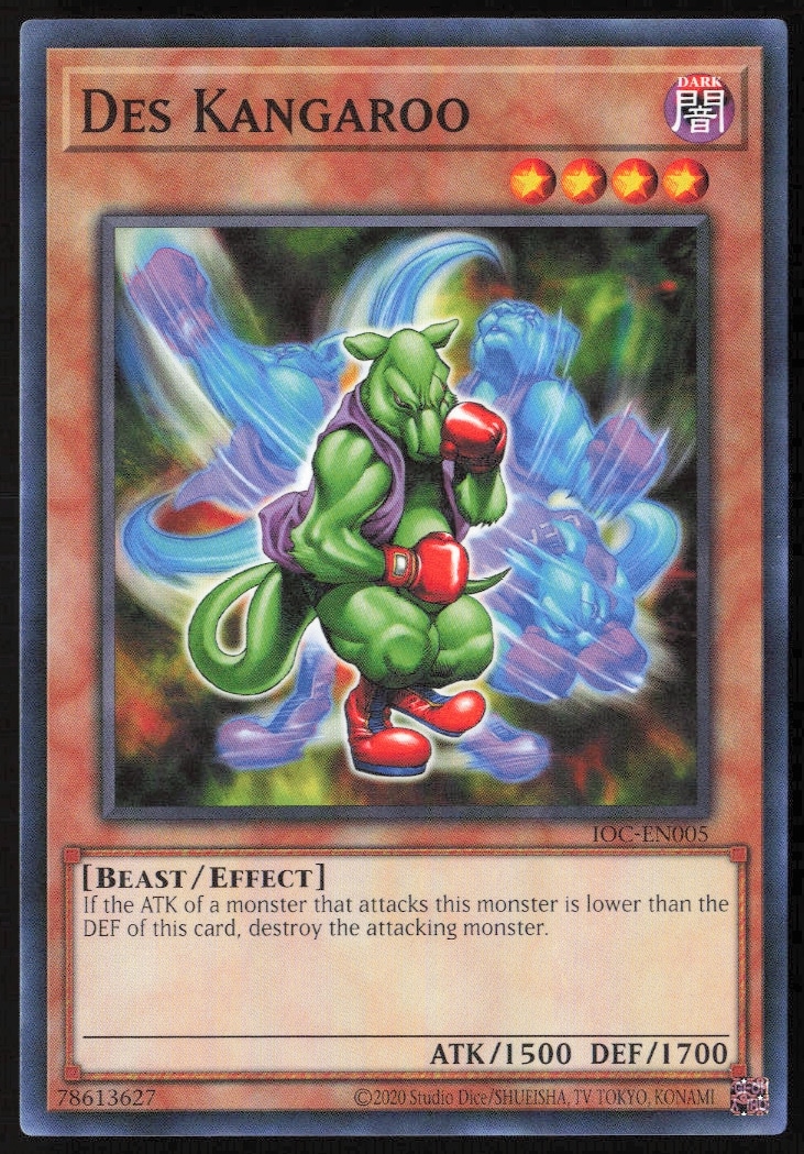 2020 Yu-Gi-Oh! Des Kangaroo card from Invasion of Chaos 25th Anniversary Edition, front view.