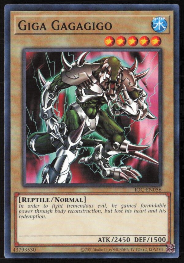 Front view of 2020 Yu-Gi-Oh! Giga Gagagigo card, 25th Anniversary Edition, #IOC-EN056.