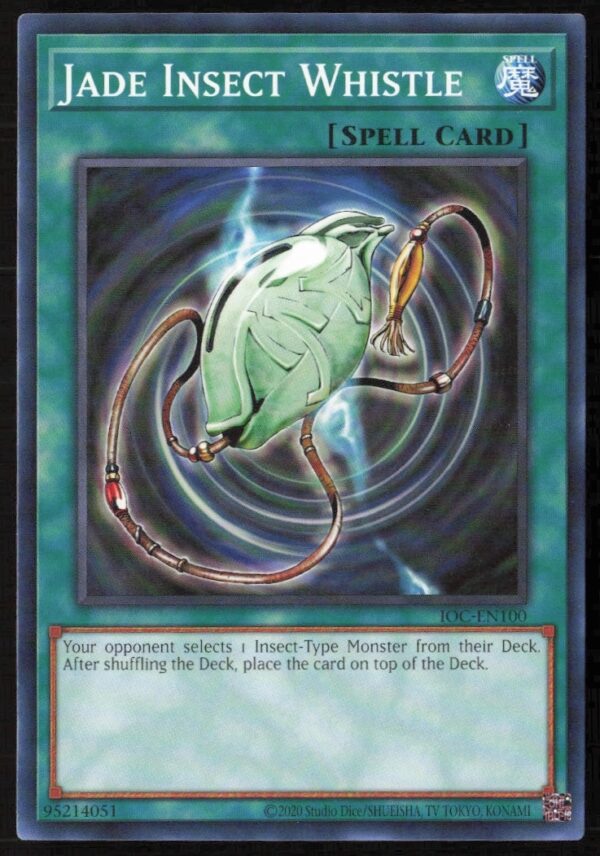 Yu-Gi-Oh! 25th Anniversary Jade Insect Whistle Card: Intricate art with mystical insect theme.