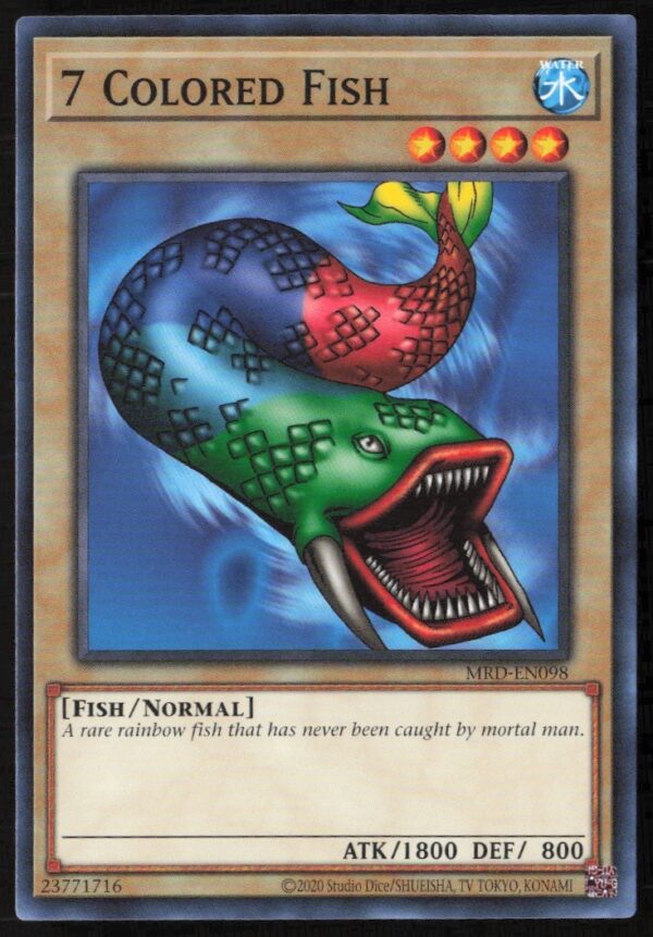 Front view of Yu-Gi-Oh! 25th Anniversary Metal Raiders 7 Colored Fish card.