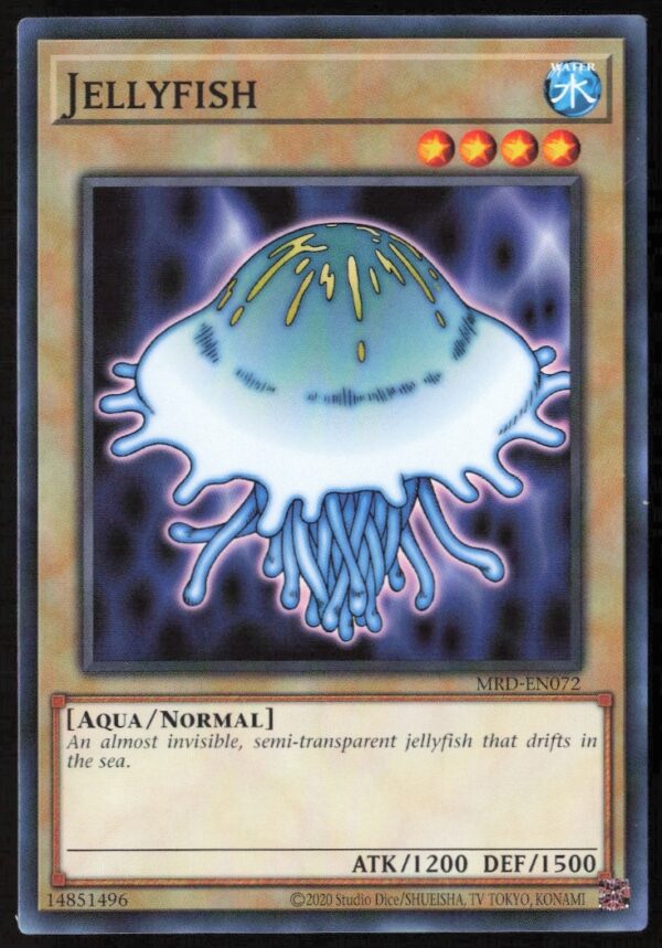 Front view of 25th Anniversary Yu-Gi-Oh! Metal Raiders Jellyfish card, #MRD-EN072, 2020 Edition.