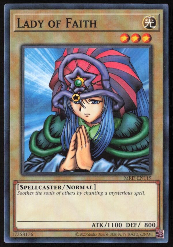 Yu-Gi-Oh! 25th Anniversary Lady of Faith card from Metal Raiders set, #MRD-EN119.