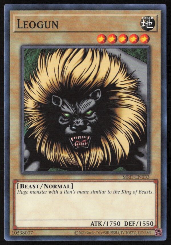 Leogun card front from 2020 Yu-Gi-Oh! Metal Raiders 25th Anniversary Edition, #MRD-EN033.