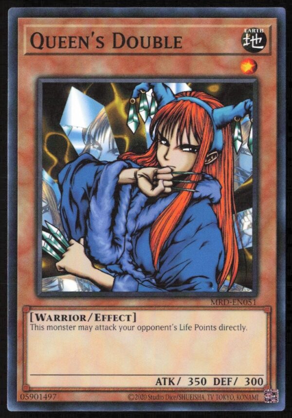 2020 Yu-Gi-Oh! Metal Raiders Queens Double card with vibrant artwork, #MRD-EN051.