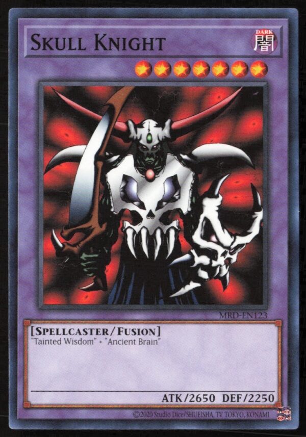 Yu-Gi-Oh! 25th Anniversary Skull Knight Card MRD-EN123 showing vibrant artwork front view.