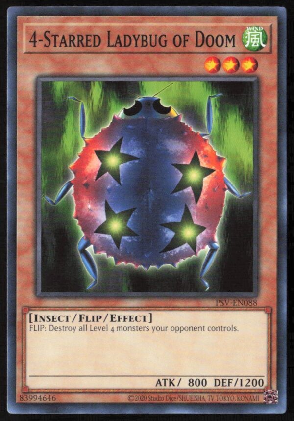 Yu-Gi-Oh! 4-Starred Ladybug Of Doom card from Pharaohs Servant, 25th Anniversary Edition front.