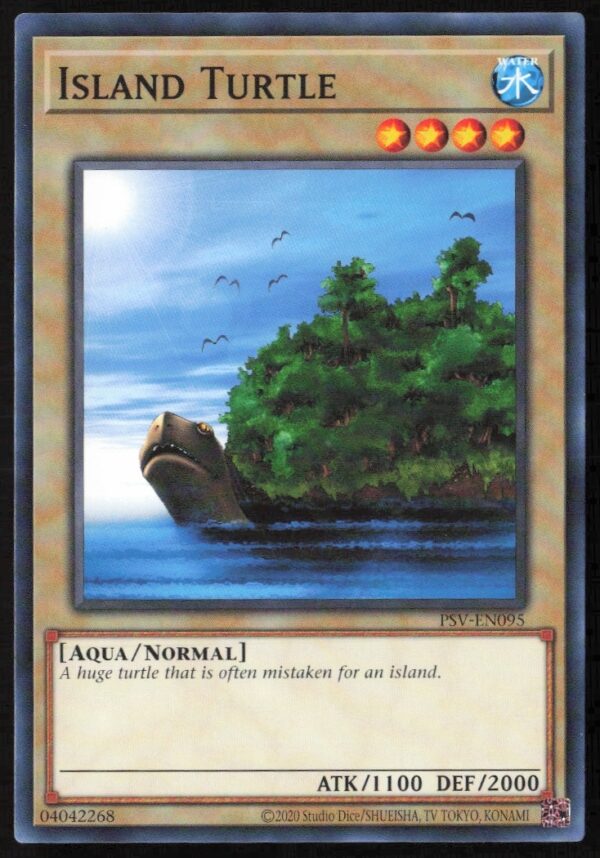 25th Anniversary Yu-Gi-Oh! Island Turtle Card #PSV-EN095 Front View.