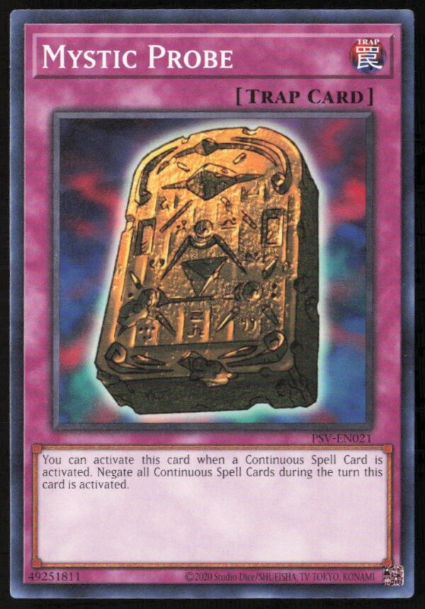 Yu-Gi-Oh! Mystic Probe card, Pharaohs Servant, 25th Anniversary Edition, #PSV-EN021 (front view).