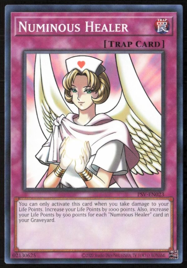 Yu-Gi-Oh! 25th Anniversary Numinous Healer card, Pharaohs Servant set, front view.