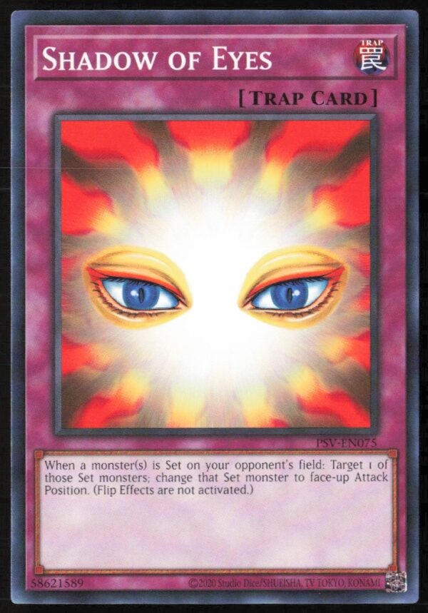 Yu-Gi-Oh! 25th Anniversary Shadow Of Eyes card from Pharaohs Servant, front view.