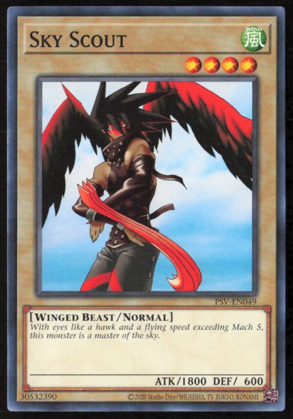 Yu-Gi-Oh! Sky Scout Card, 25th Anniversary Edition, Pharaohs Servant #PSV-EN49 Front.