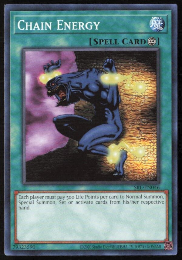 Yu-Gi-Oh! 25th Anniversary Spell Ruler Chain Energy Card #SRL-EN046 Front Image.