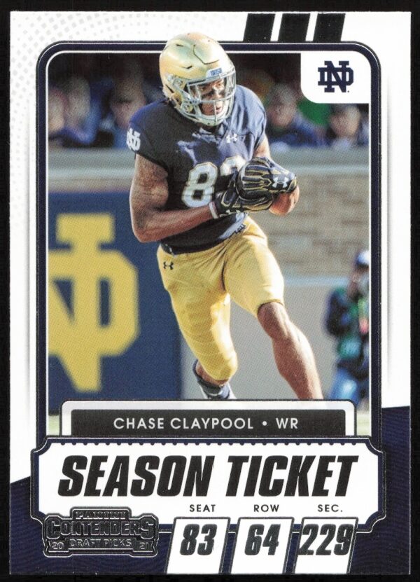 Chase Claypool 2021 Panini Draft Picks Card #46 Front View, College Football Attire.