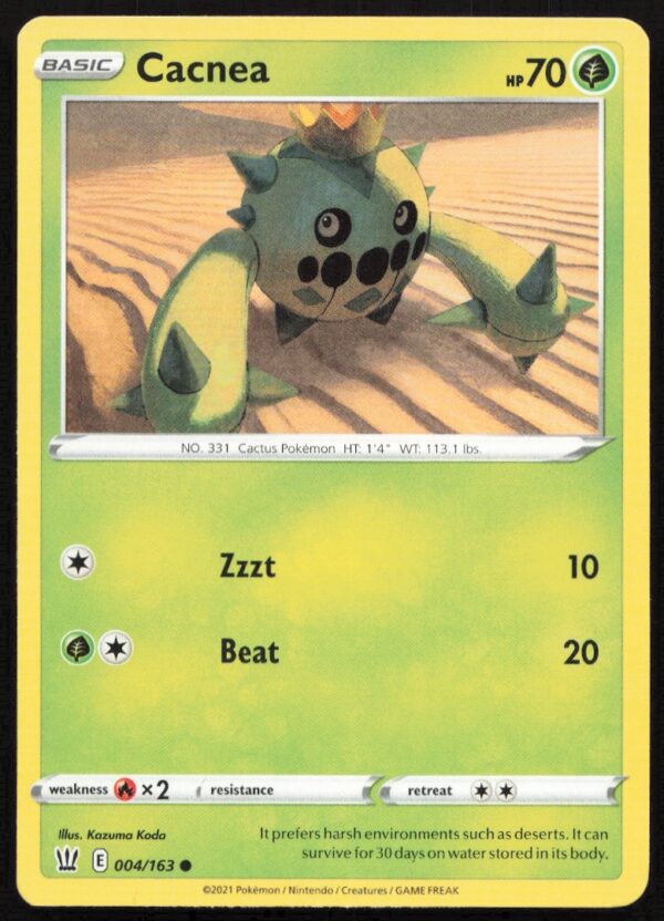Cacnea Pokémon Card 2021 Sword & Shield Battle Styles #004/163 Front Image