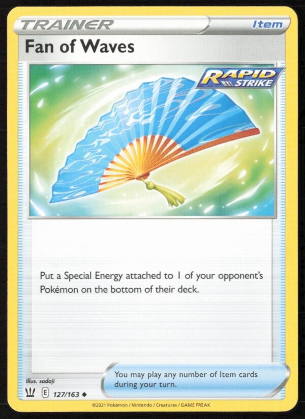 Vibrant 2021 Pokémon Battle Styles Fan of Waves card with wave pattern design.