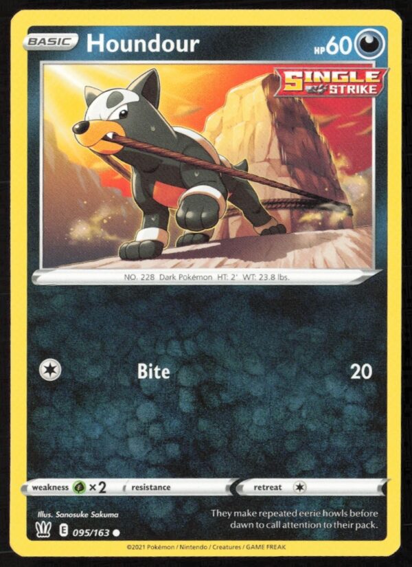 Pokémon Sword & Shield Battle Styles Houndour card showcasing dynamic action pose.