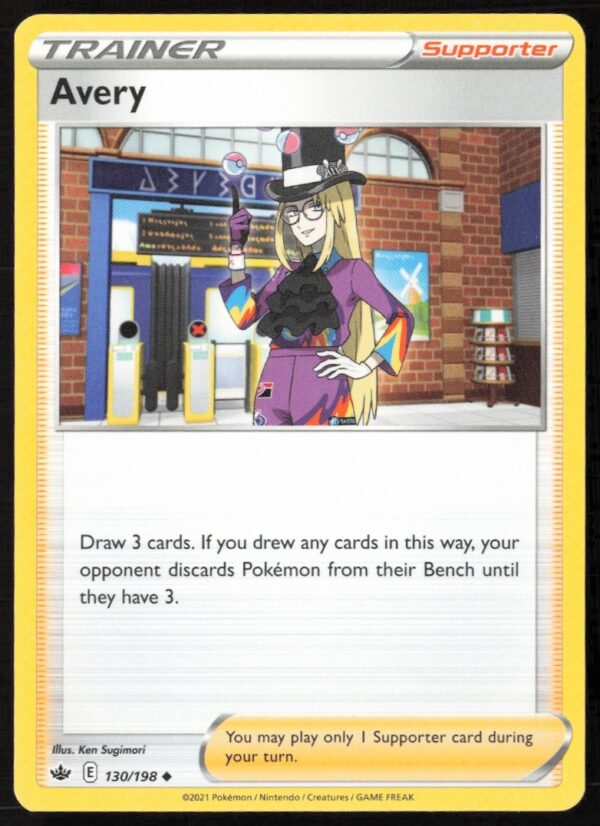 Avery card from 2021 Pokémon Chilling Reign set, card number 130 of 198.