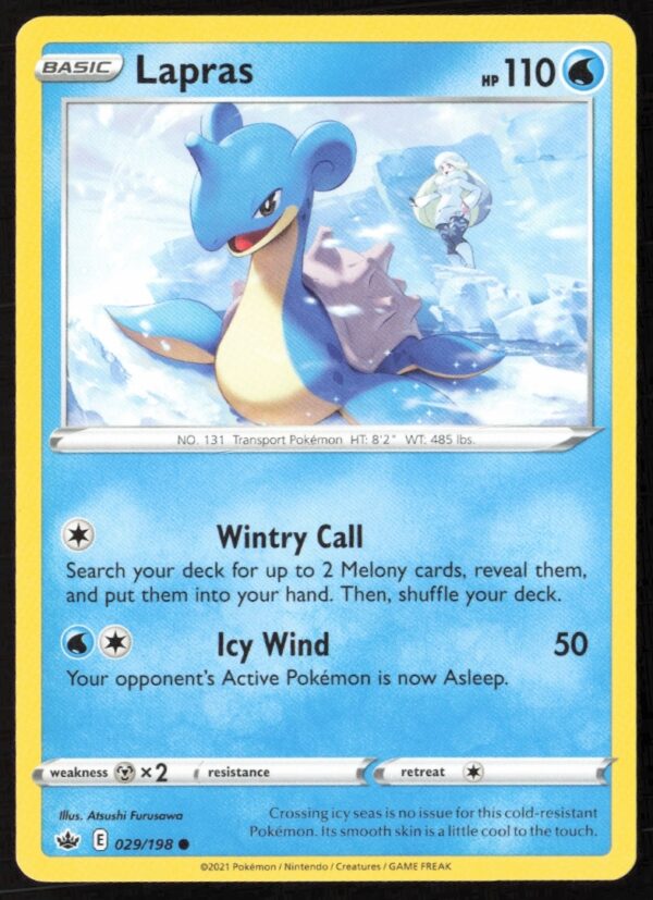 Lapras Pokémon Card from Chilling Reign 2021, featuring dynamic design and unique abilities.