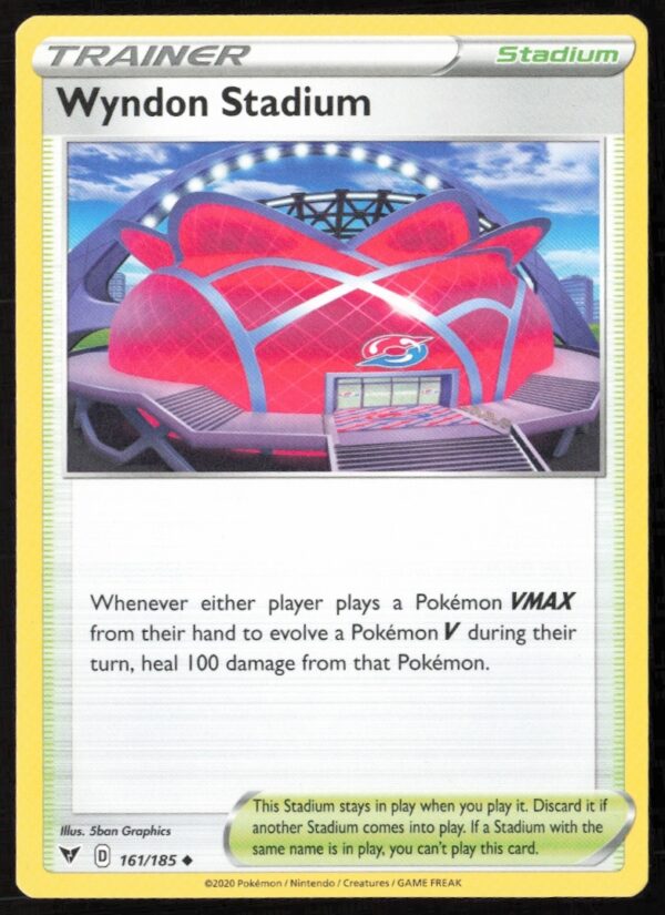 Wyndon Stadium Pokémon card from 2021 Vivid Voltage series, card 161/185, front view.