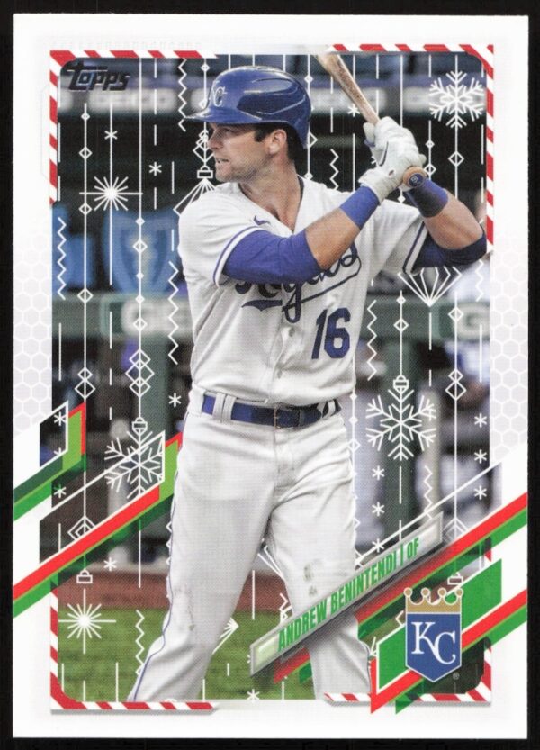 Andrew Benintendi 2021 Holiday Card #HW138 with Festive Graphics, Topps Baseball Collection