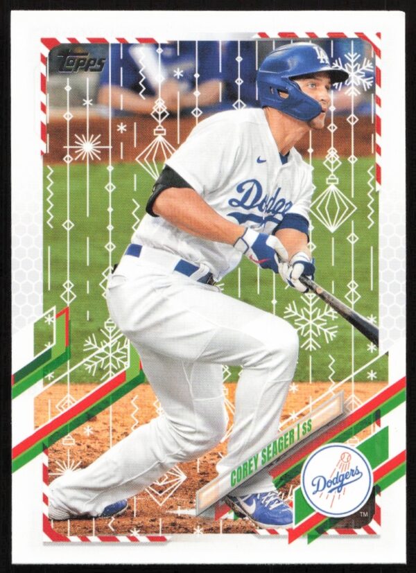 Corey Seager 2021 Topps Holiday Baseball Card #HW184, Los Angeles Dodgers.