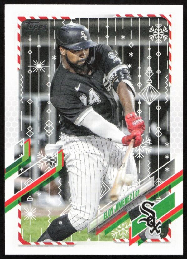 Eloy Jimenez 2021 Topps Holiday Baseball Card #HW183 - Festive White Sox Outfielder.