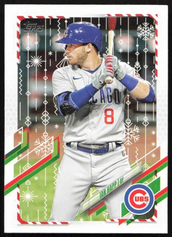 Ian Happ 2021 Topps Holiday Card - Chicago Cubs, HW199, festive design.