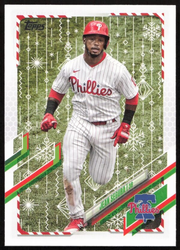 2021 Topps Holiday Jean Segura Phillies card with holiday design, #HW72.