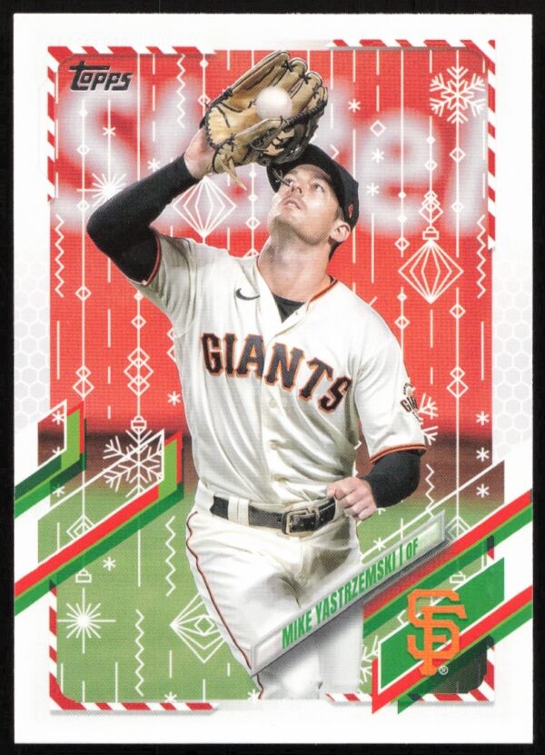 2021 Topps Holiday Mike Yastrzemski Baseball Card #HW214 Front Image