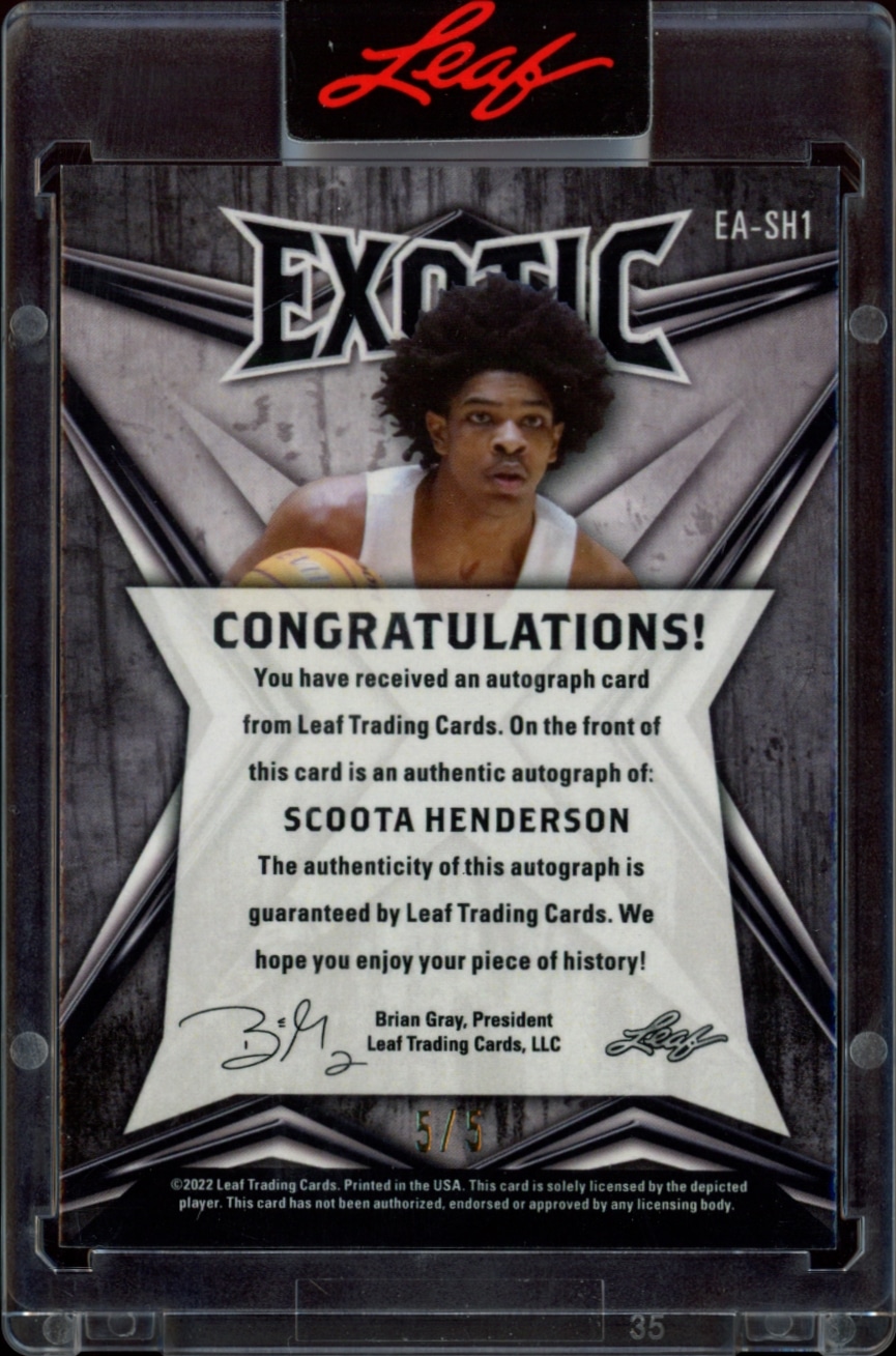 Rare Scoota Henderson trading card: 2022-23 Giraffe edition, autographed, limited to five pieces.