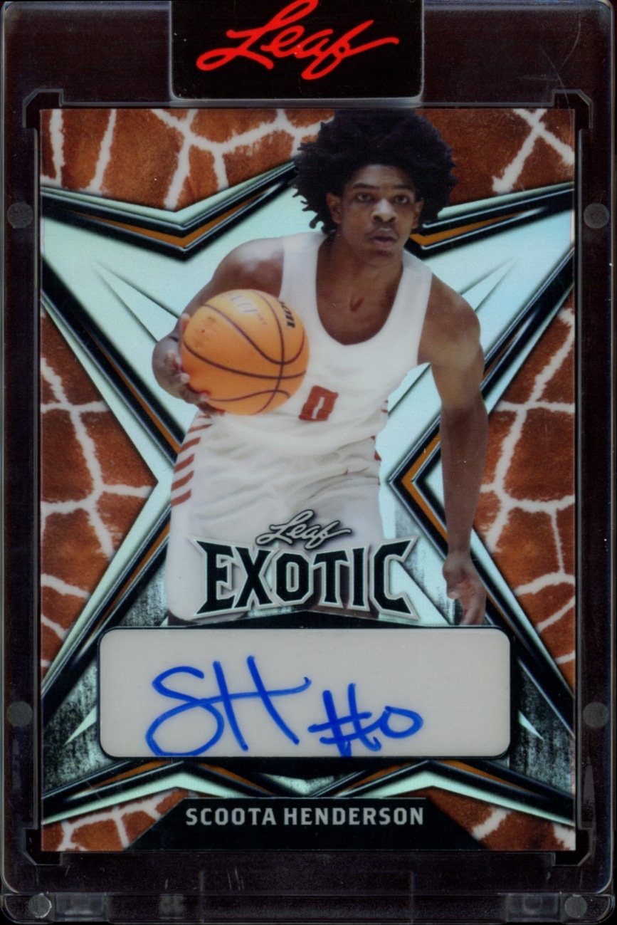 Scoota Henderson 2022-23 Leaf Exotic Autographed Giraffe Card #EA-SH1, Limited Edition of 5.