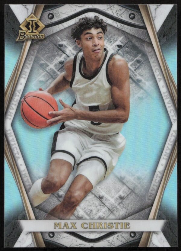 Front of 2022 Bowman University Invicta card featuring Max Christine, card #BI-10.
