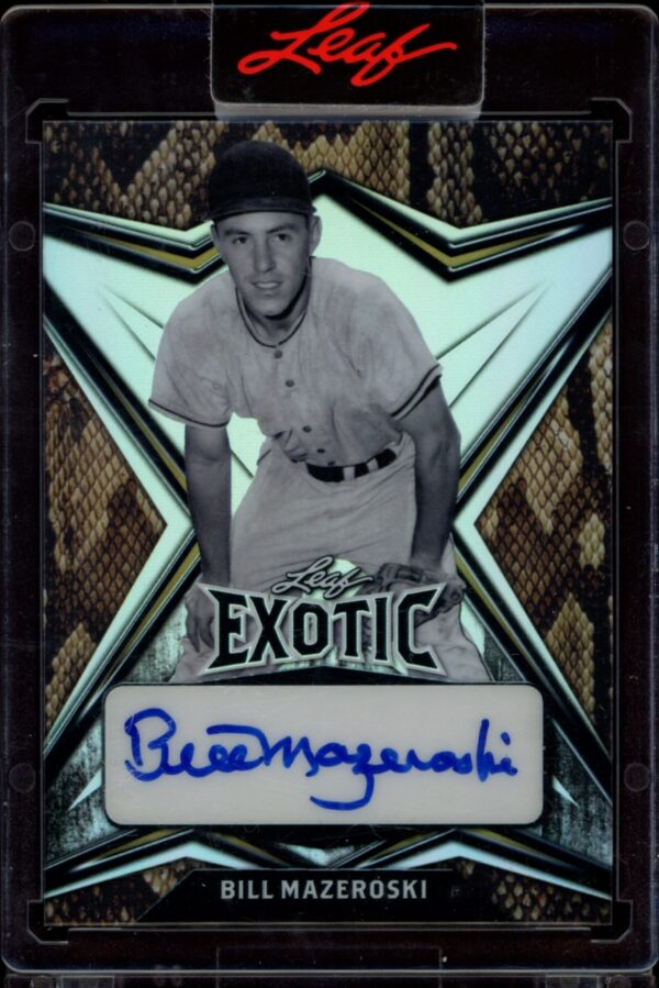 Bill Mazeroski 2022 Leaf Exotic Snakeskin Card, Auto, Limited Edition, #EA-BM2, 1 of 10.