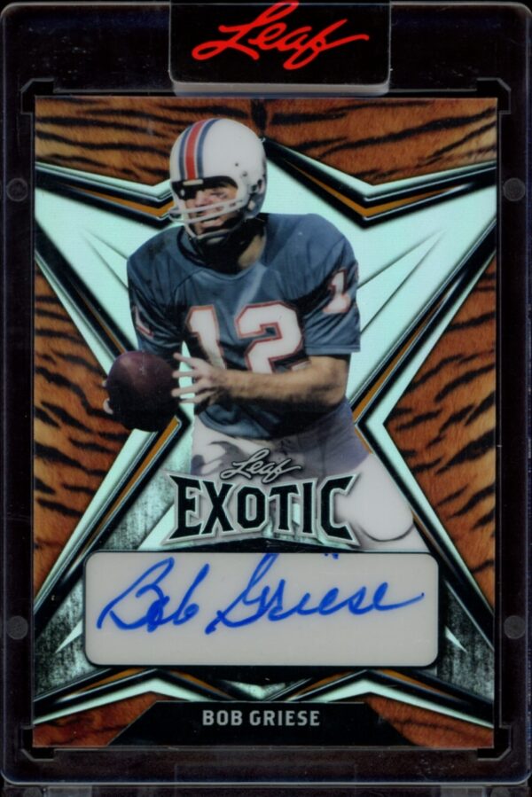 Bob Griese 2022 Leaf Exotic Tiger Stripe Autograph Card #EA-BG1, Limited Edition of 10.