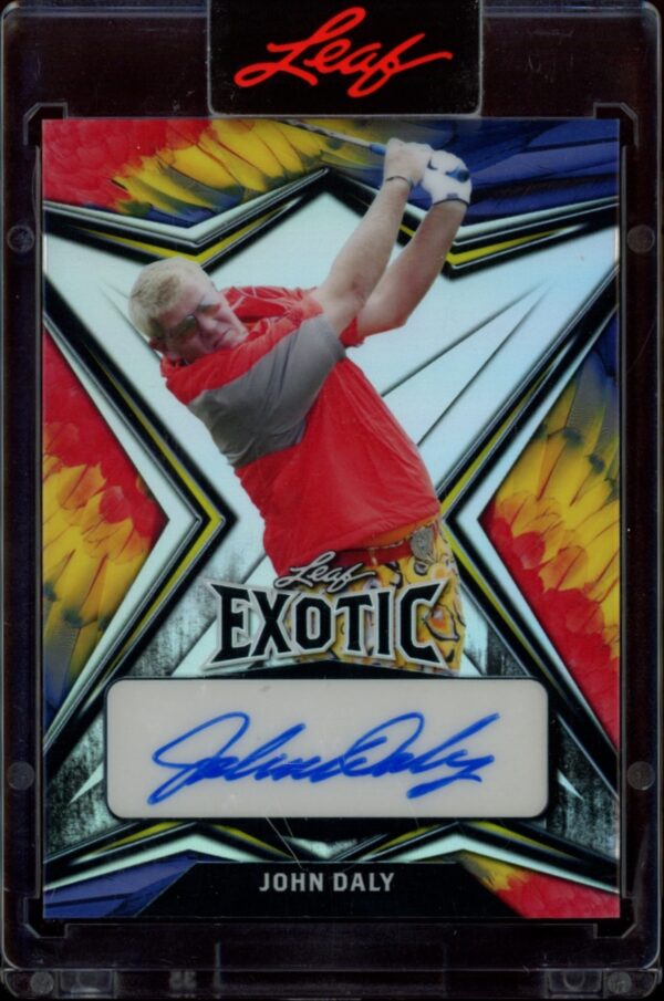 Rare 2022 Leaf Exotic John Daly card with parrot design, limited edition of 6.