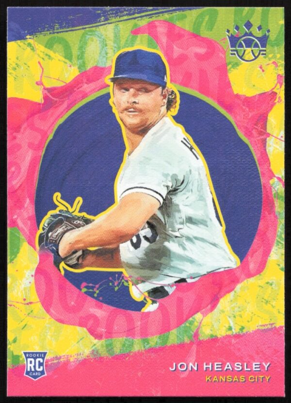 Jon Heasley 2022 Diamond Kings baseball card #150 showcasing pitching action.