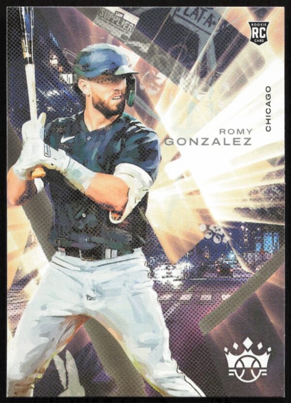 Front of 2022 Panini Diamond Kings Romy Gonzalez baseball card #85.