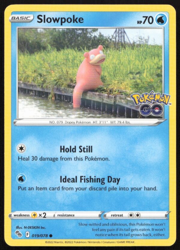 2022 Pokémon GO Slowpoke card, #019/078, features vibrant design and iconic playful character.