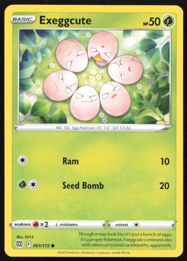 Exeggcute Pokémon Card - 2022 Brilliant Stars #001/172, Grass/Psychic-type Art.