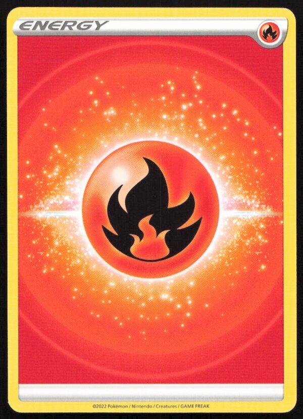 2022 Pokémon Brilliant Stars Fire Energy Card with Flame Symbol, Sword & Shield Expansion.