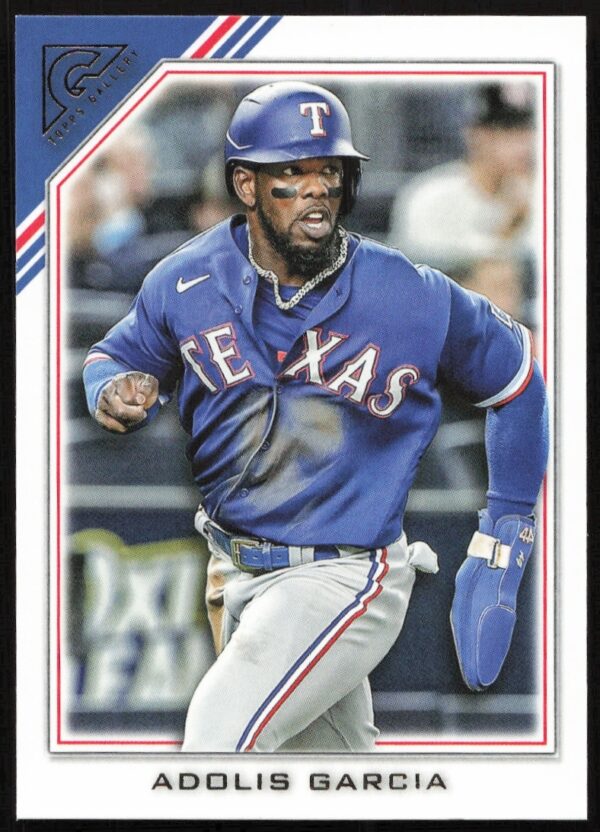 Adolis Garcia 2022 Topps Gallery #48, Texas Rangers, dynamic pose, baseball card front.
