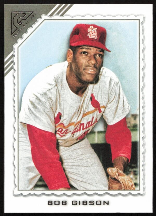 2022 Topps Gallery Bob Gibson baseball card #82 featuring iconic pitcher in action.