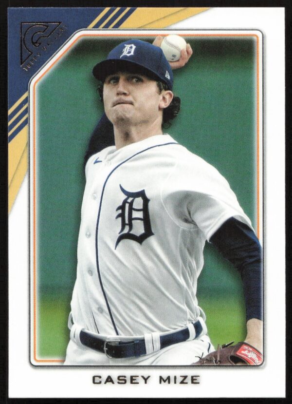 Casey Mize 2022 Topps Gallery Card #29, dynamic pitching pose, baseball art collectible.