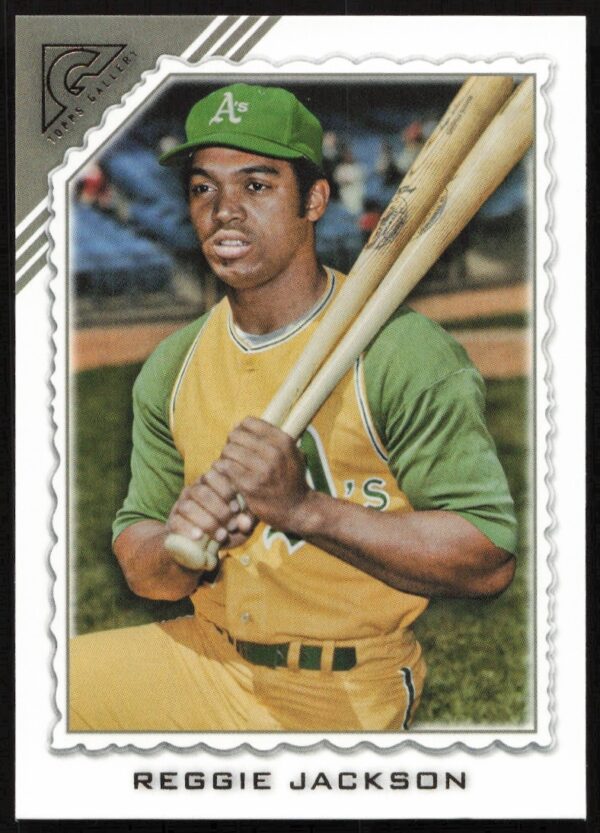 2022 Topps Gallery Reggie Jackson Card #92, featuring iconic portrait and career highlights.